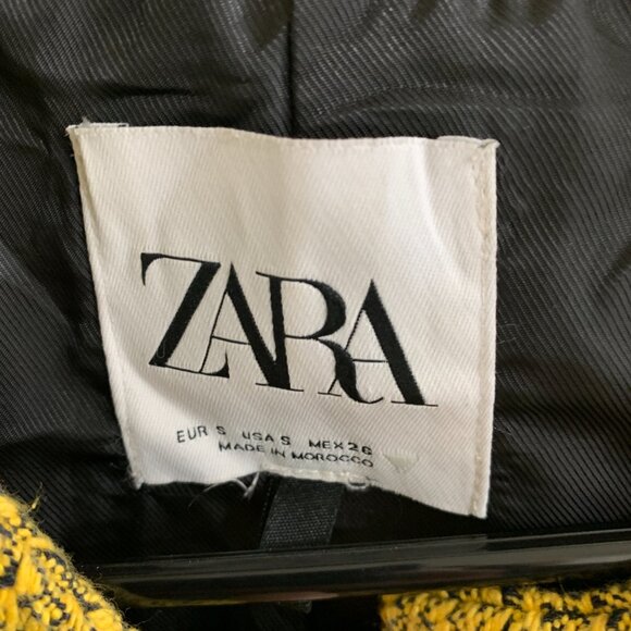 ZARA Women Tweed Blazer 2674/712, Yellow, Size S - Picture 3 of 7